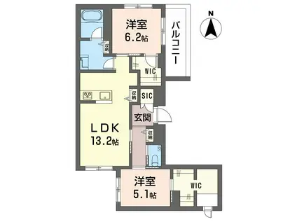 フェリシータ(2LDK/2階)の間取り写真