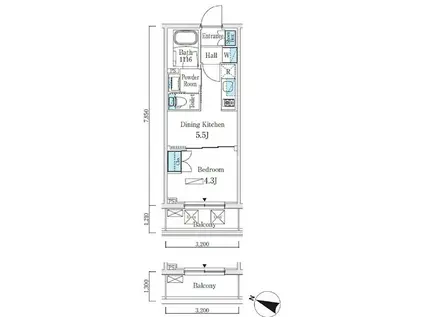 ジオエント本郷三丁目(1DK/12階)の間取り写真