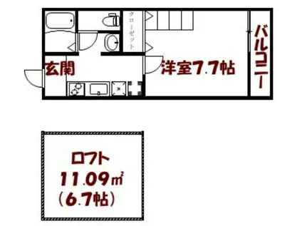 フィオーレ北千住(1K/1階)の間取り写真