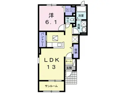 ブライハイドゥ(1LDK/1階)の間取り写真