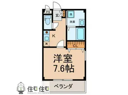 ヴェント KAMIYA(1K/1階)の間取り写真