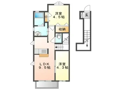 シャーメゾンK(2LDK/2階)の間取り写真