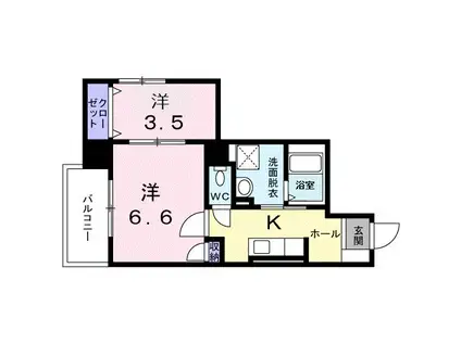 ウィルパレスSU(2K/6階)の間取り写真