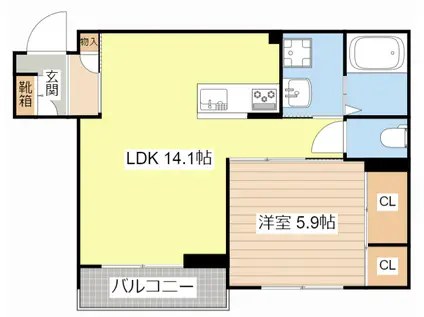 オリュゾン(1LDK/2階)の間取り写真