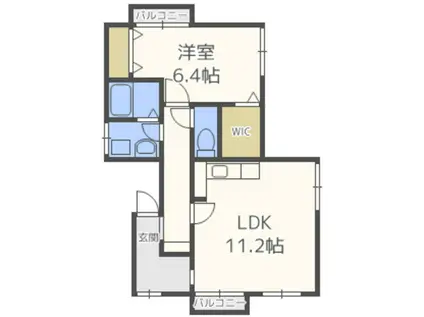 ドミールT&J(1LDK/2階)の間取り写真