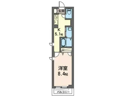 バシレウス(1K/2階)の間取り写真