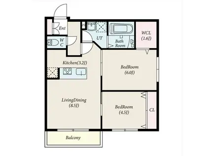TOMISIA(2LDK/1階)の間取り写真