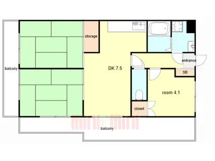 イスズハイツベル伊丹南野(3DK/4階)の間取り写真