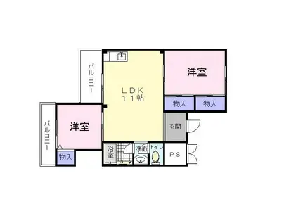 フォレストコート(2LDK/3階)の間取り写真