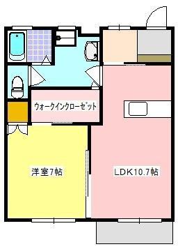 メゾン大栄A(1LDK/2階)の間取り写真