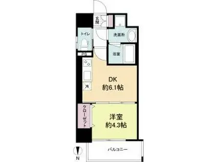 RIDGEガーデン江坂I(1DK/1階)の間取り写真