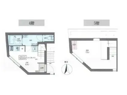 プラティーク神楽坂デュアル(1DK/4階)の間取り写真