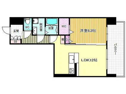 天神 戎 長柄(1LDK/6階)の間取り写真