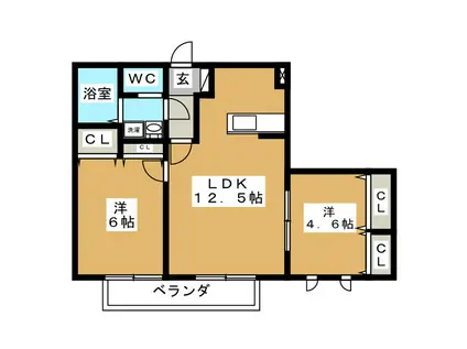 ボナールK(2LDK/2階)の間取り写真