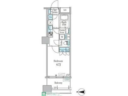 パークキューブ亀戸(1K/6階)の間取り写真