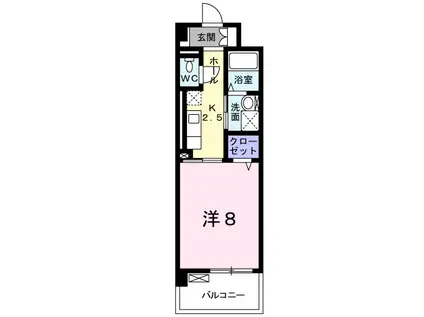 アヴニールヒルズ(1K/3階)の間取り写真