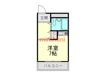 フジハイツ(1K/2階)の間取り写真