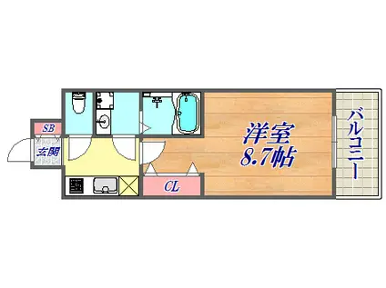 ファーストステージ神戸ハーバーランド(1K/2階)の間取り写真