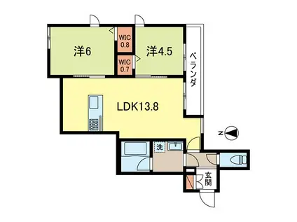 CREST I(2LDK/1階)の間取り写真