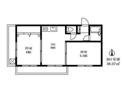 メゾンクボタ(2DK/3階)の間取り写真