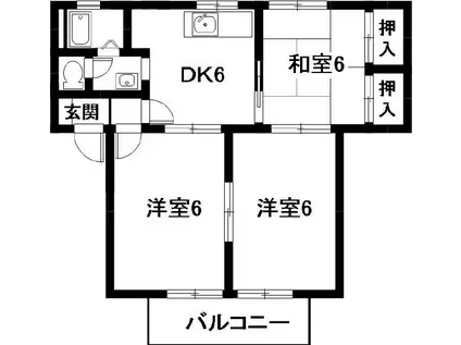 サンステージ豊川 A棟(3DK/2階)の間取り写真