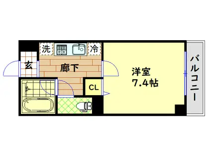 ジャストジャパンウエスト(1K/3階)の間取り写真