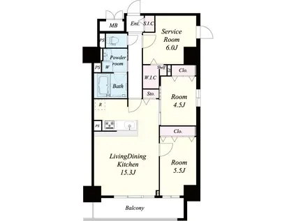 ル・マージュ新町(2SLDK/6階)の間取り写真