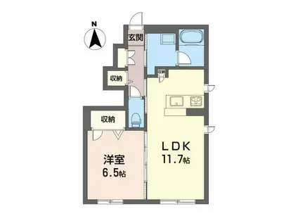 ラピス西中央II(1LDK/1階)の間取り写真