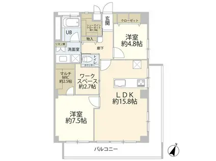 マンション牛込(2SLDK/5階)の間取り写真