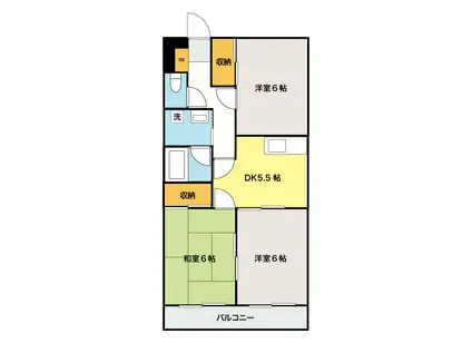 エクシヴ宮の上(3DK/1階)の間取り写真