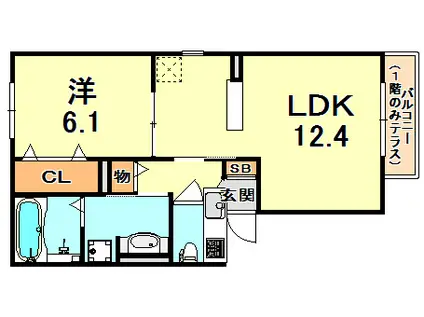 クレール天城通(1LDK/2階)の間取り写真