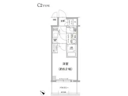 エスリード神戸グランドール(1K/14階)の間取り写真