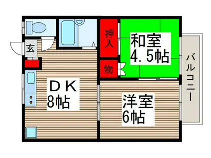 ファーストハイツ秋津(2DK/2階)の間取り写真
