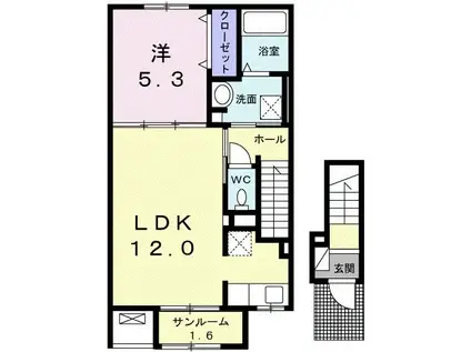 セレーノ佐久(1LDK/2階)の間取り写真
