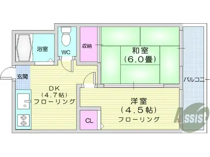 ボザールマンション(2DK/3階)の間取り写真