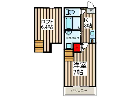 CASALEGAME(1K/2階)の間取り写真
