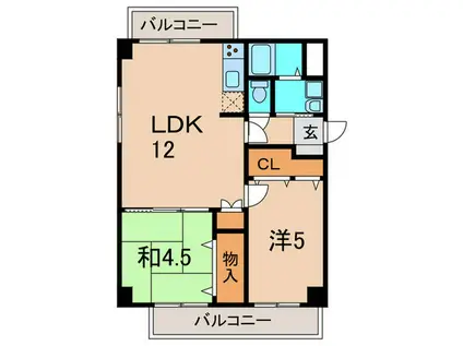 第二辰己マンション(2LDK/4階)の間取り写真