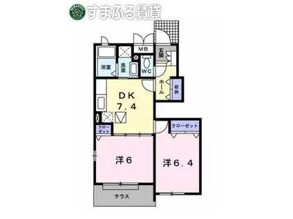 アルドーレ(2DK/1階)の間取り写真