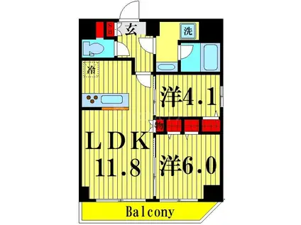 パークサイド錦糸町レジデンス(2LDK/4階)の間取り写真