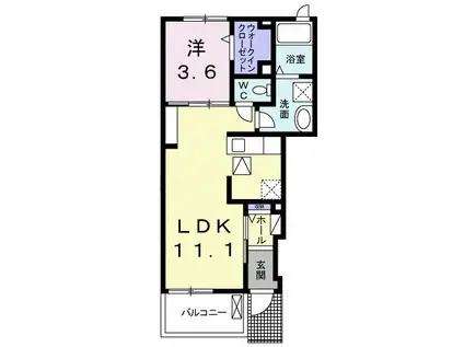 サンライズ アイランド(1LDK/1階)の間取り写真