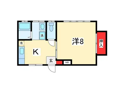 コーポフルール(1K/1階)の間取り写真