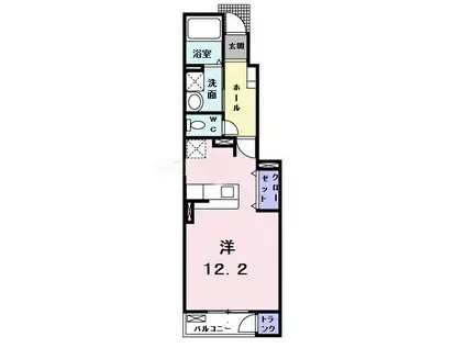 デフィI(ワンルーム/1階)の間取り写真