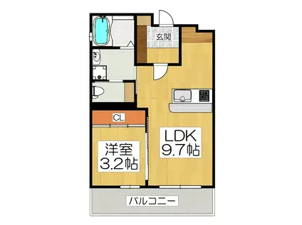アドバンス京都リエートII(1LDK/2階)の間取り写真