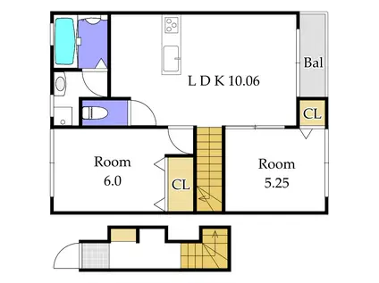 フォレスト平野(2LDK/2階)の間取り写真