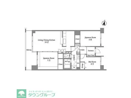 テレパレス西千葉(3LDK/5階)の間取り写真