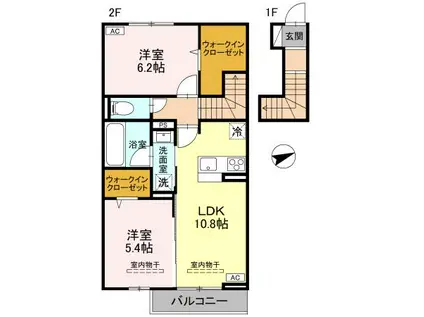 D-ROOMリンクベース2-205(2LDK/2階)の間取り写真