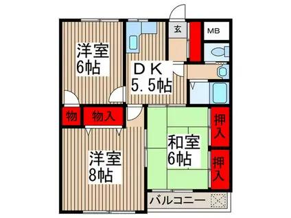 ダイヤモンドプラザ(3DK/1階)の間取り写真