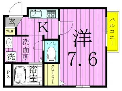 ビフレスト(1K/2階)の間取り写真