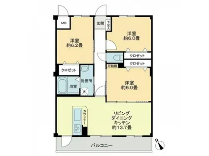 フォブールSAI(3LDK/2階)の間取り写真