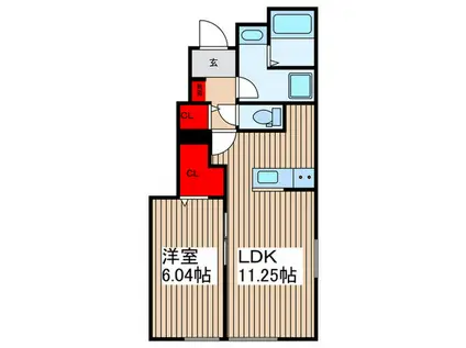 リーブルファイン緑区中野田(1LDK/1階)の間取り写真
